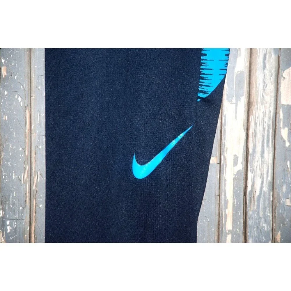 Nike Dri-Fit Ladies Blue Leggings Size S Stretch Zipper Pockets Activewear Gym